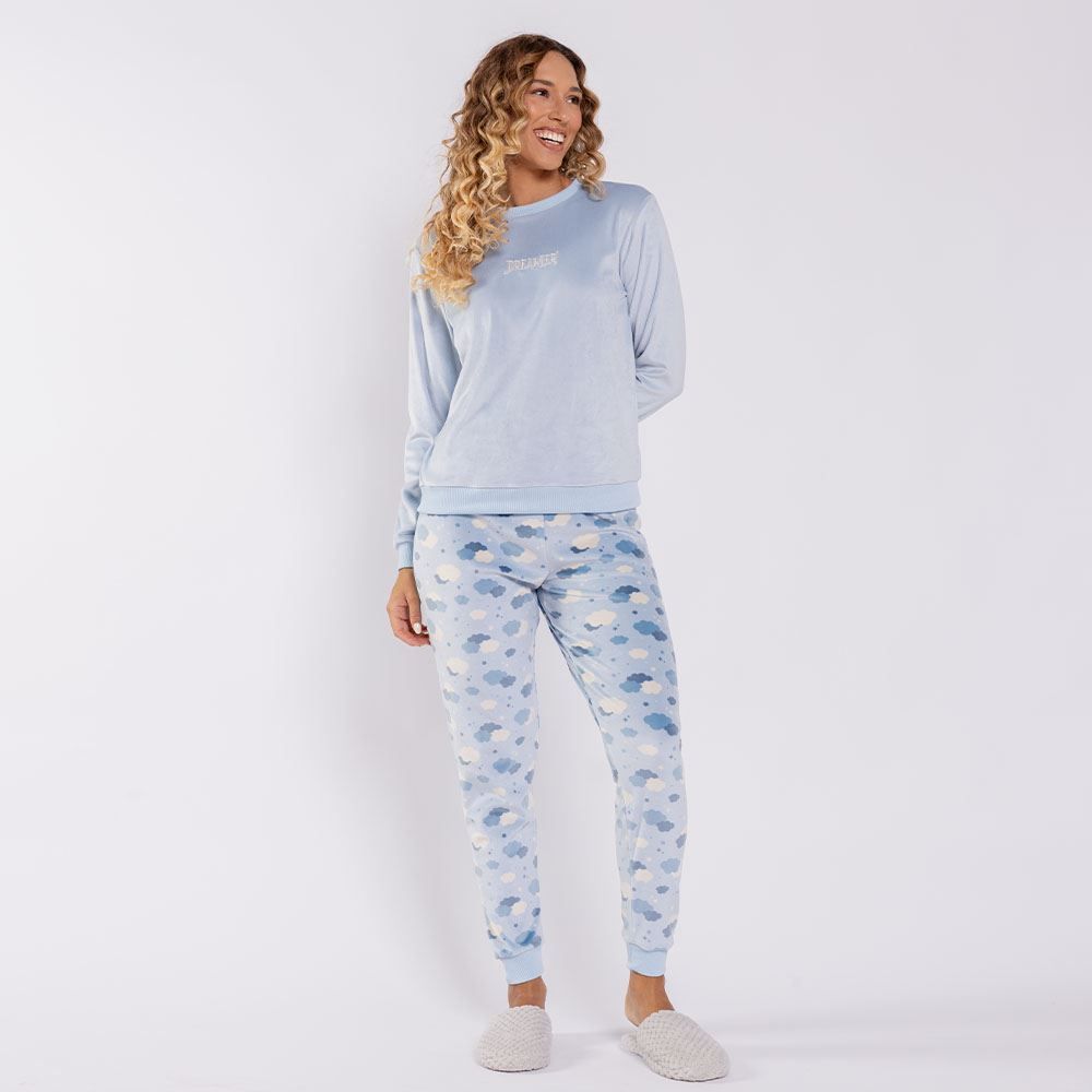 Pijama Feminino Longo Em Plush Dreamer Camila Moretti