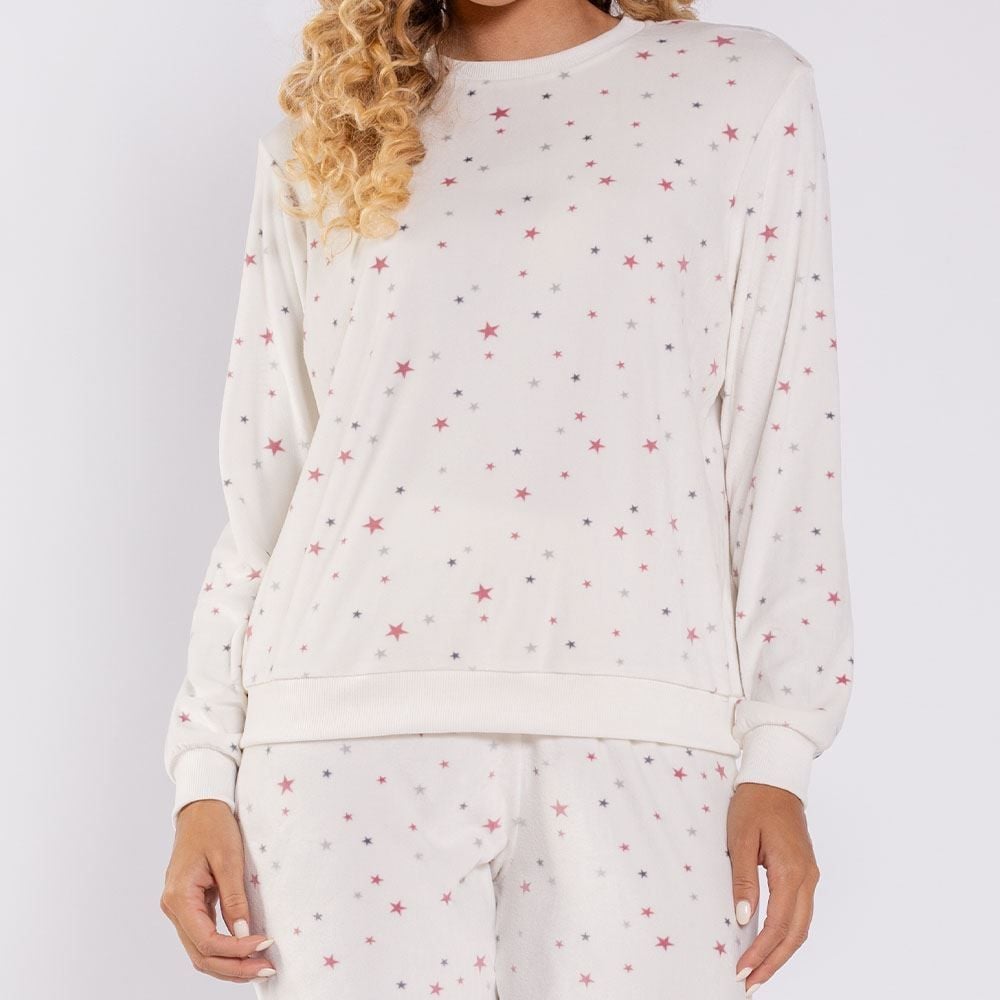 Pijama Feminino Longo Em Plush Estrela Camila Moretti
