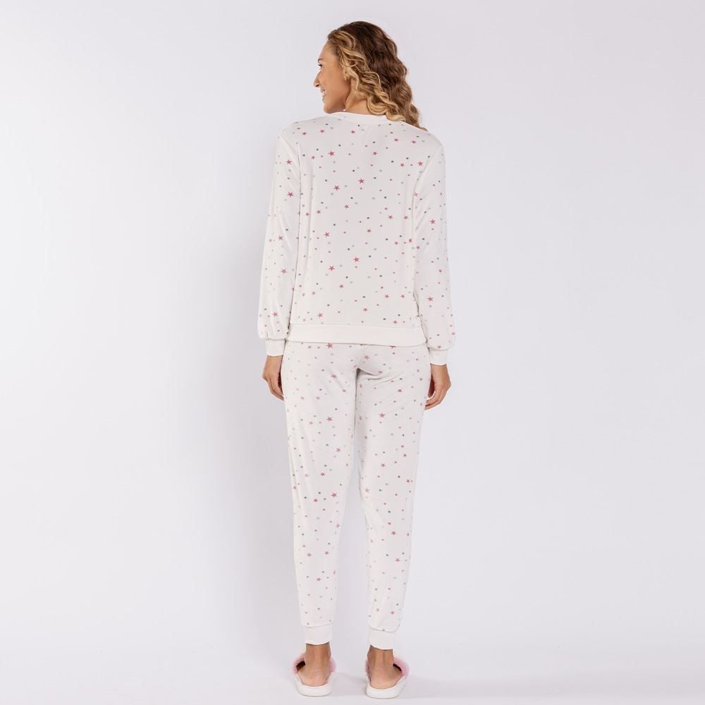 Pijama Feminino Longo Em Plush Estrela Camila Moretti