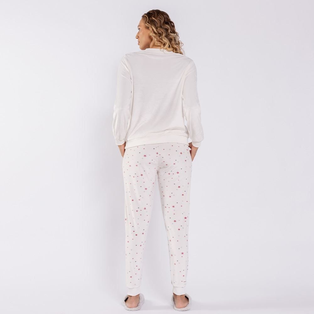 Pijama Feminino Longo Em Plush Estrelas Camila Moretti