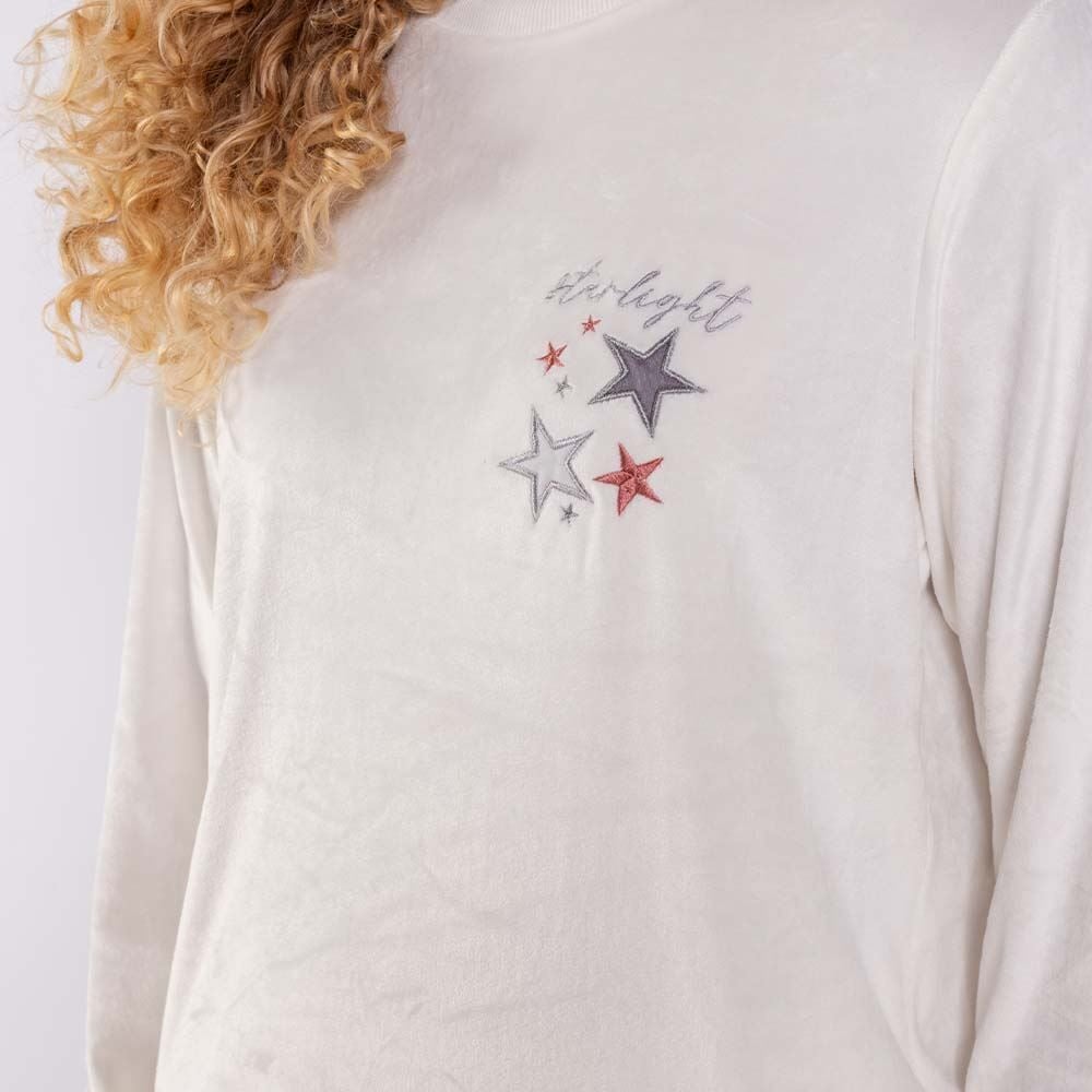 Pijama Feminino Longo Em Plush Estrelas Camila Moretti