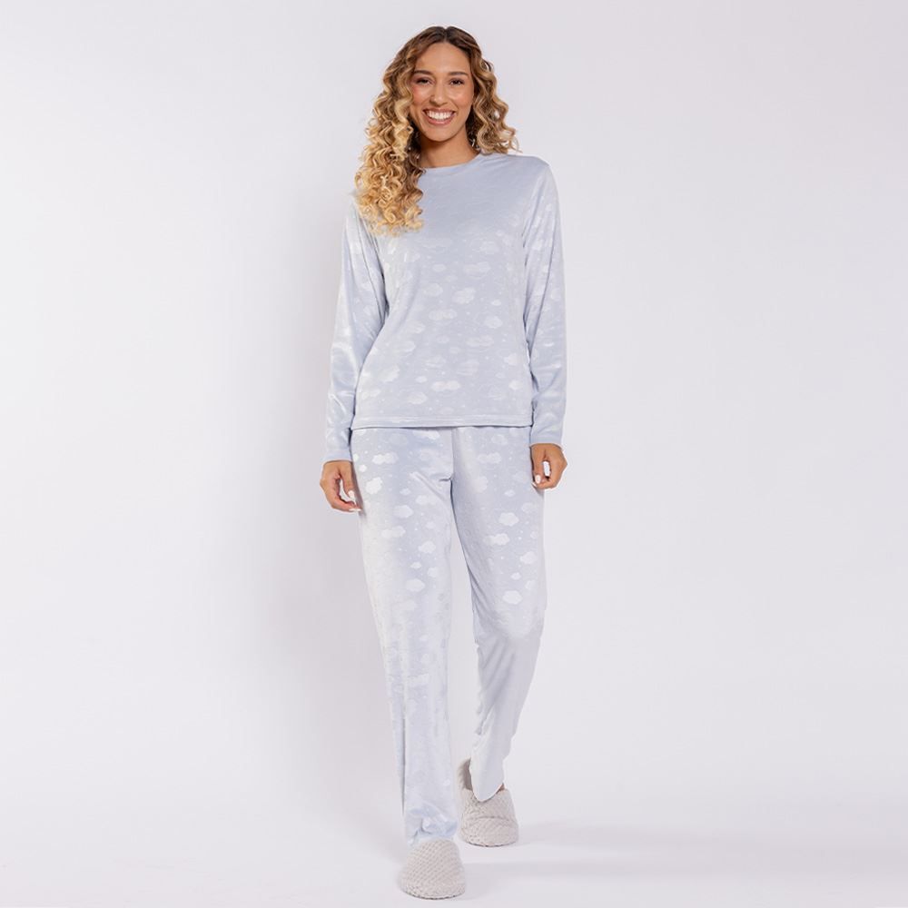 Pijama Feminino Longo Em Plush Nuvem Camila Moretti