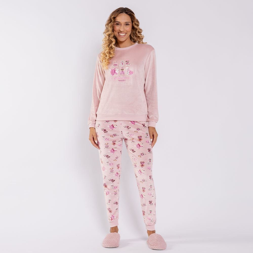 Pijama Feminino Longo Em Plush Pets Camila Moretti