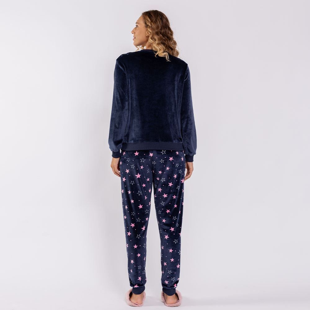 Pijama Feminino Longo Em Plush Star Girl Camila Moretti