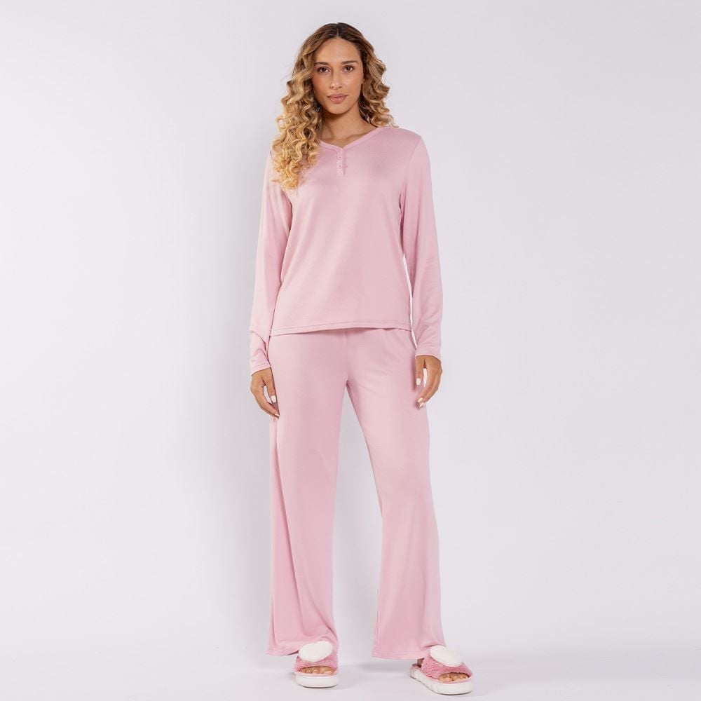 Pijama Feminino Longo Gola V Camila Moretti