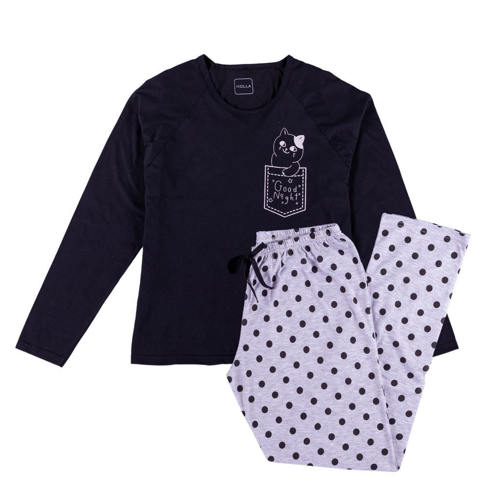 Pijama Feminino Longo Good Night Gato Holla