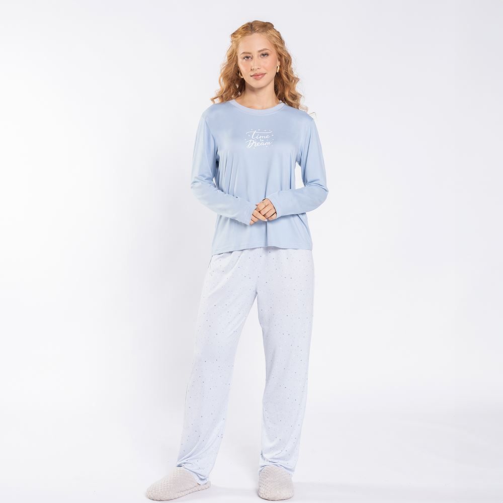 Pijama Feminino Longo Poá Camila Moretti