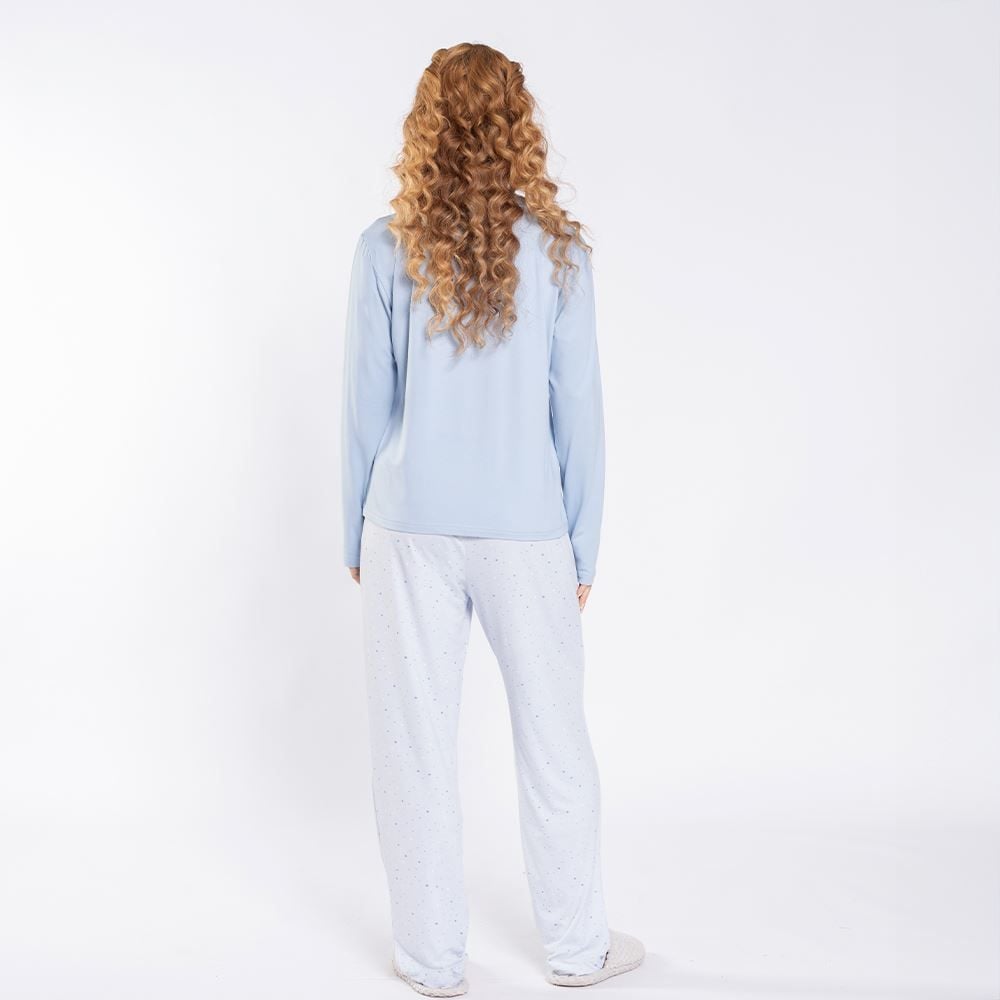 Pijama Feminino Longo Poá Camila Moretti