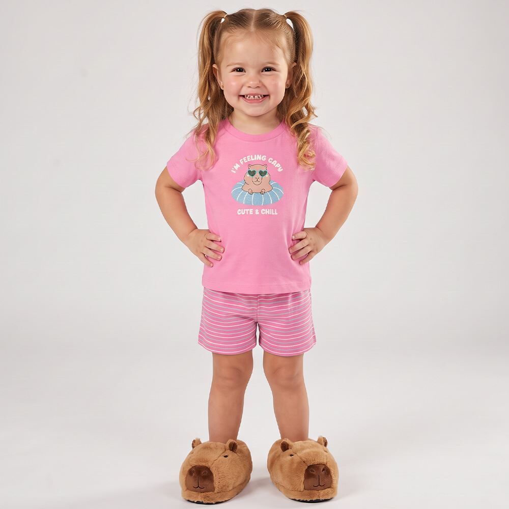 Pijama Infantil Menina 1 a 3 Anos Capivara Em Algodão Yoyo Kids