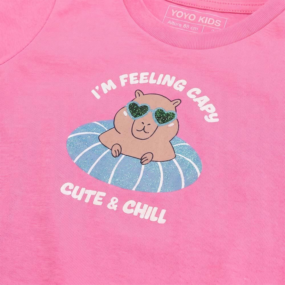 Pijama Infantil Menina 1 a 3 Anos Capivara Em Algodão Yoyo Kids