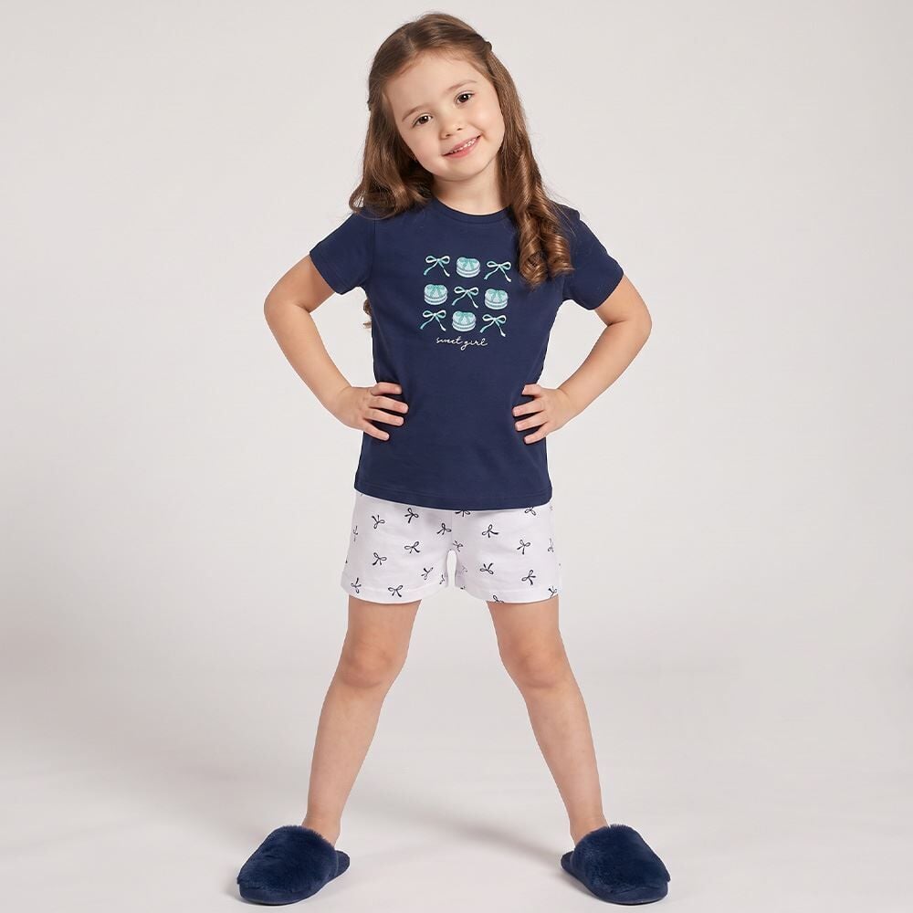 Pijama Infantil Menina 4 a 10 Anos Curto Em Algodão Marmelada