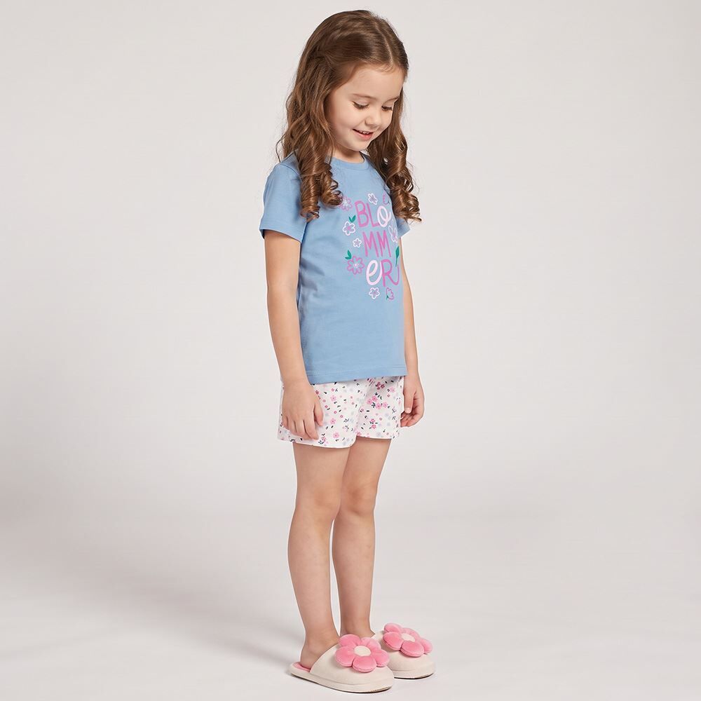 Pijama Infantil Menina 4 a 10 Anos Curto Floral Marmelada