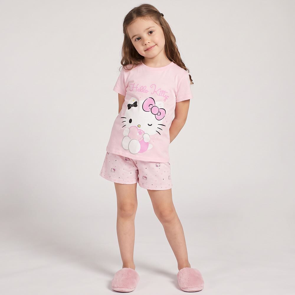 Pijama Infantil Menina 4 a 10 Anos Curto Hello Kitty Disney