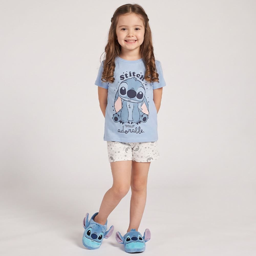 Pijama Infantil Menina 4 a 10 Anos Curto Stitch Disney