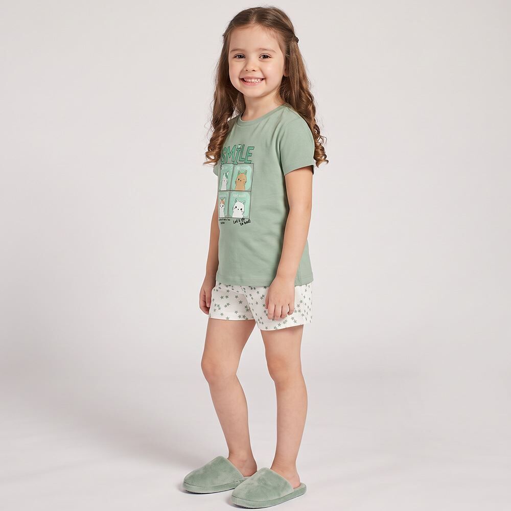 Pijama Infantil Menina Curto Em Algodão Marmelada