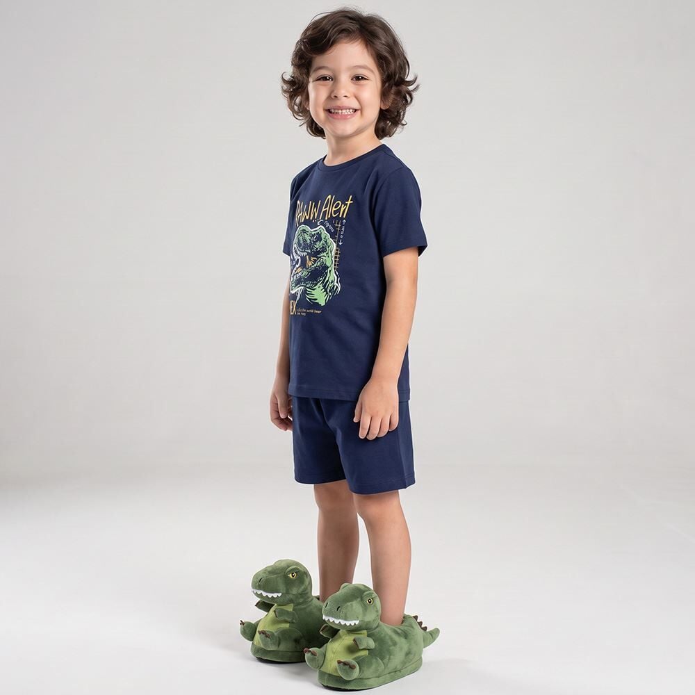 Pijama Infantil Menino 4 a 10 Anos Curto Dino Raww Hot Dog