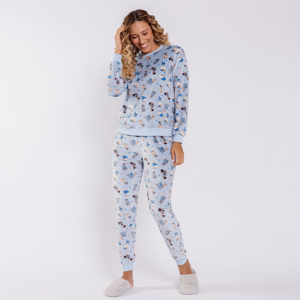 Pijama Feminino Longo Em Plush Pets Camila Moretti