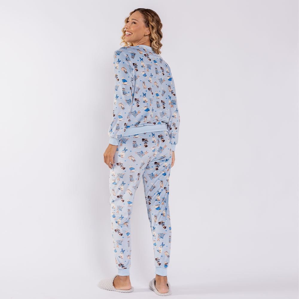 Pijama Feminino Longo Em Plush Pets Camila Moretti