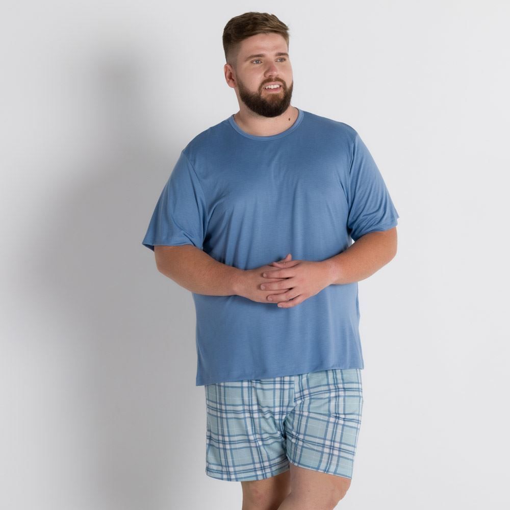 Pijama Plus Size Com Shorts Xadrez Marc Alain