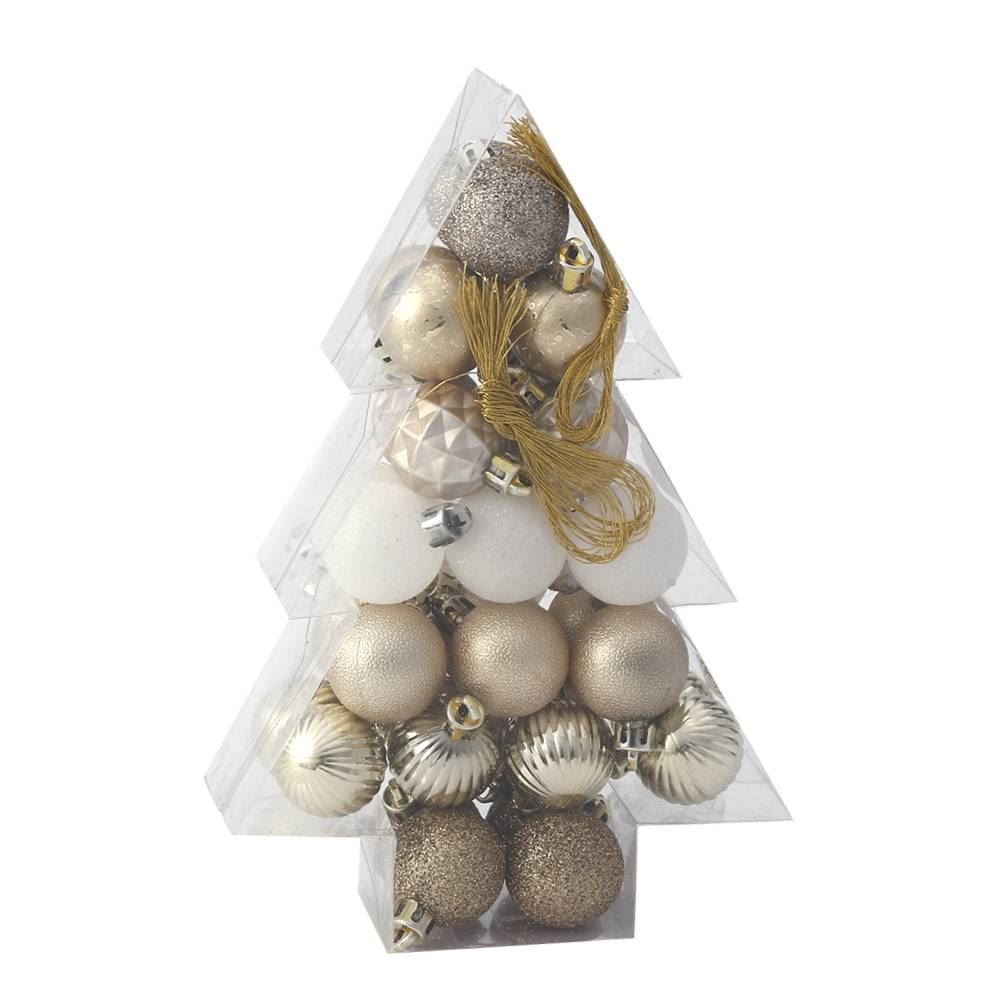 Pinheiro Mix Bolas De Natal Dourada E Branca 34 Unidades Tuut - 31602