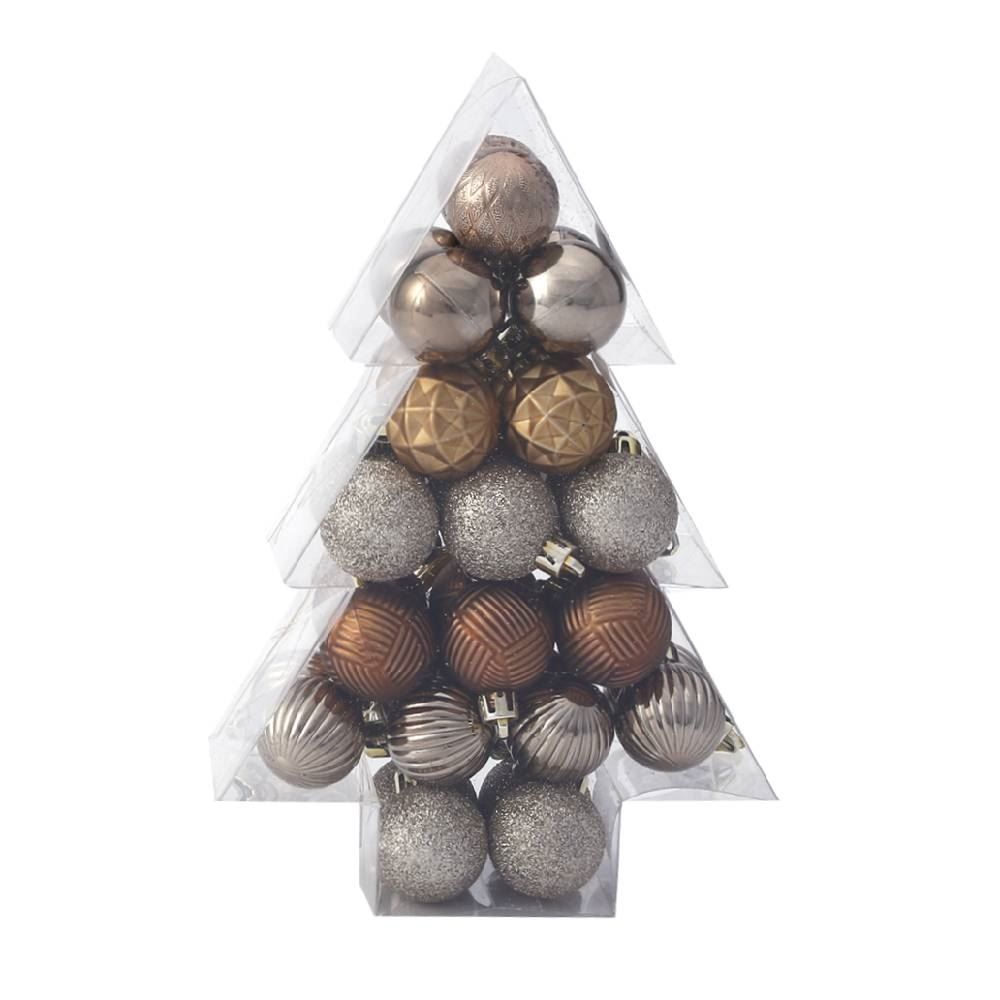 Pinheiro Mix De Bolas Natalinas 3Cm Champanhe Tuut - 34 Unidades
