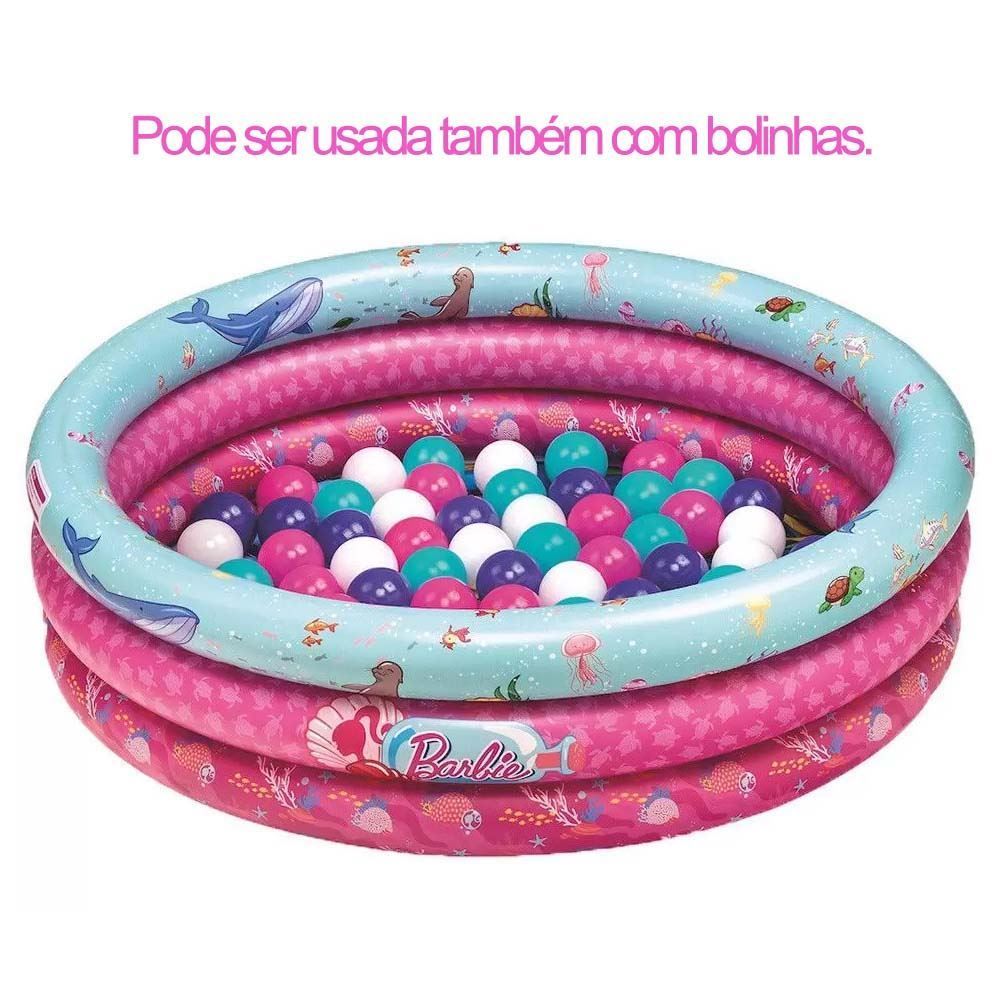 Piscina Infantil Inflável Barbie 2 em 1 com 25 Bolinhas Fun - F0000-3