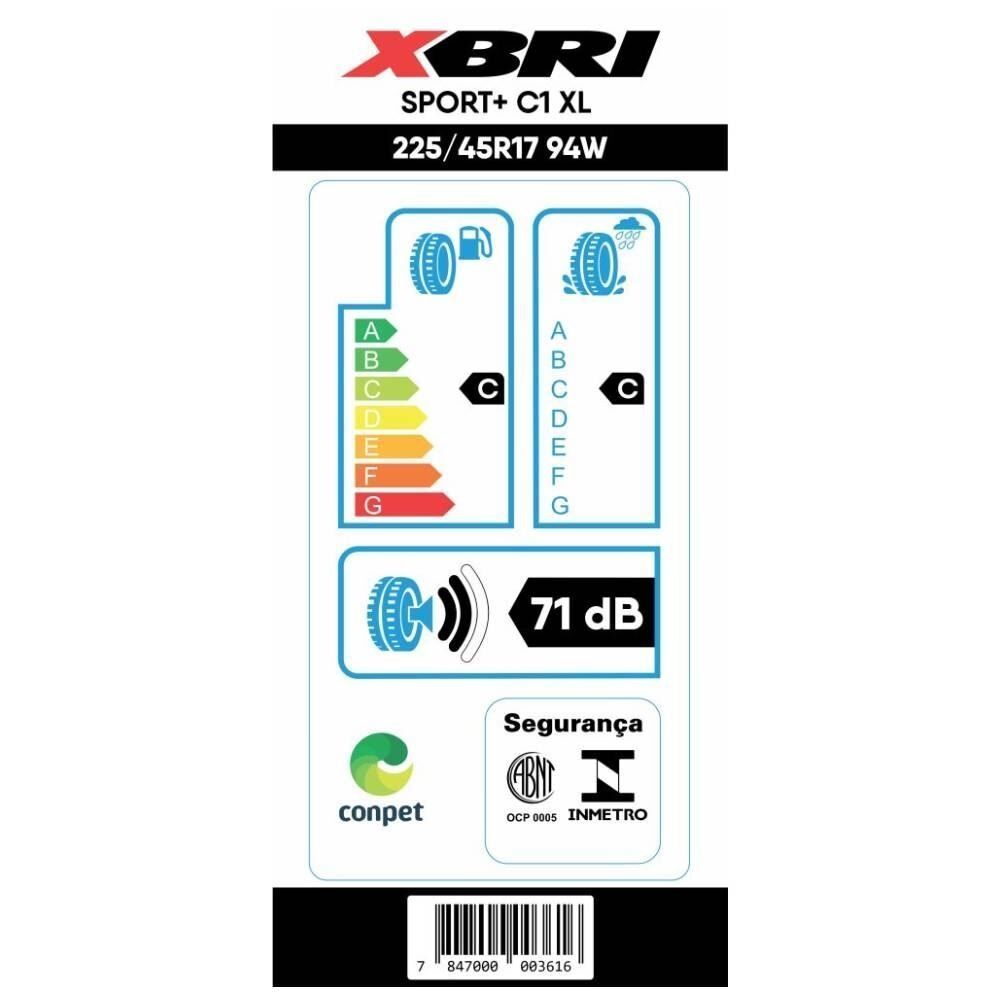Pneu Xbri Sport+ C1 225/45 R17 94W - Preto
