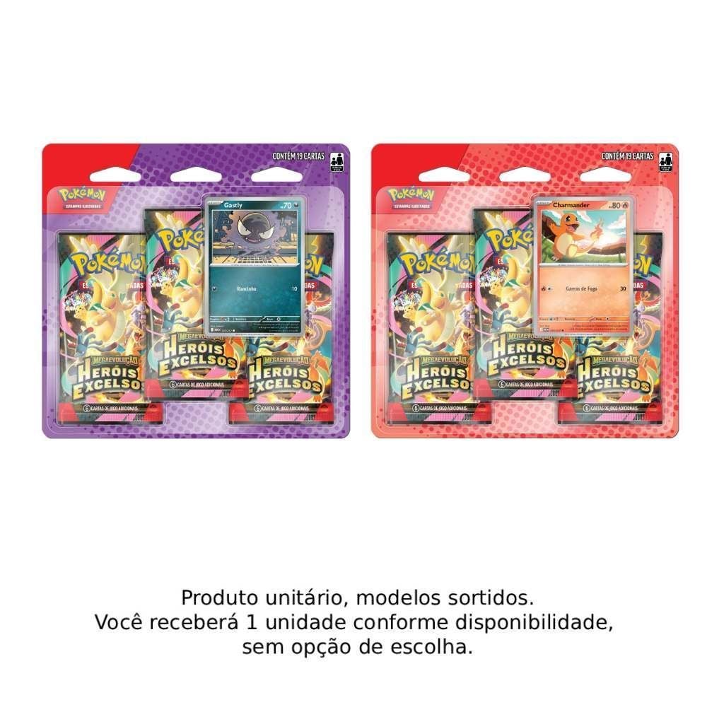 Pokémon Blister Triplo Heróis Excelsos Copag - Sortido