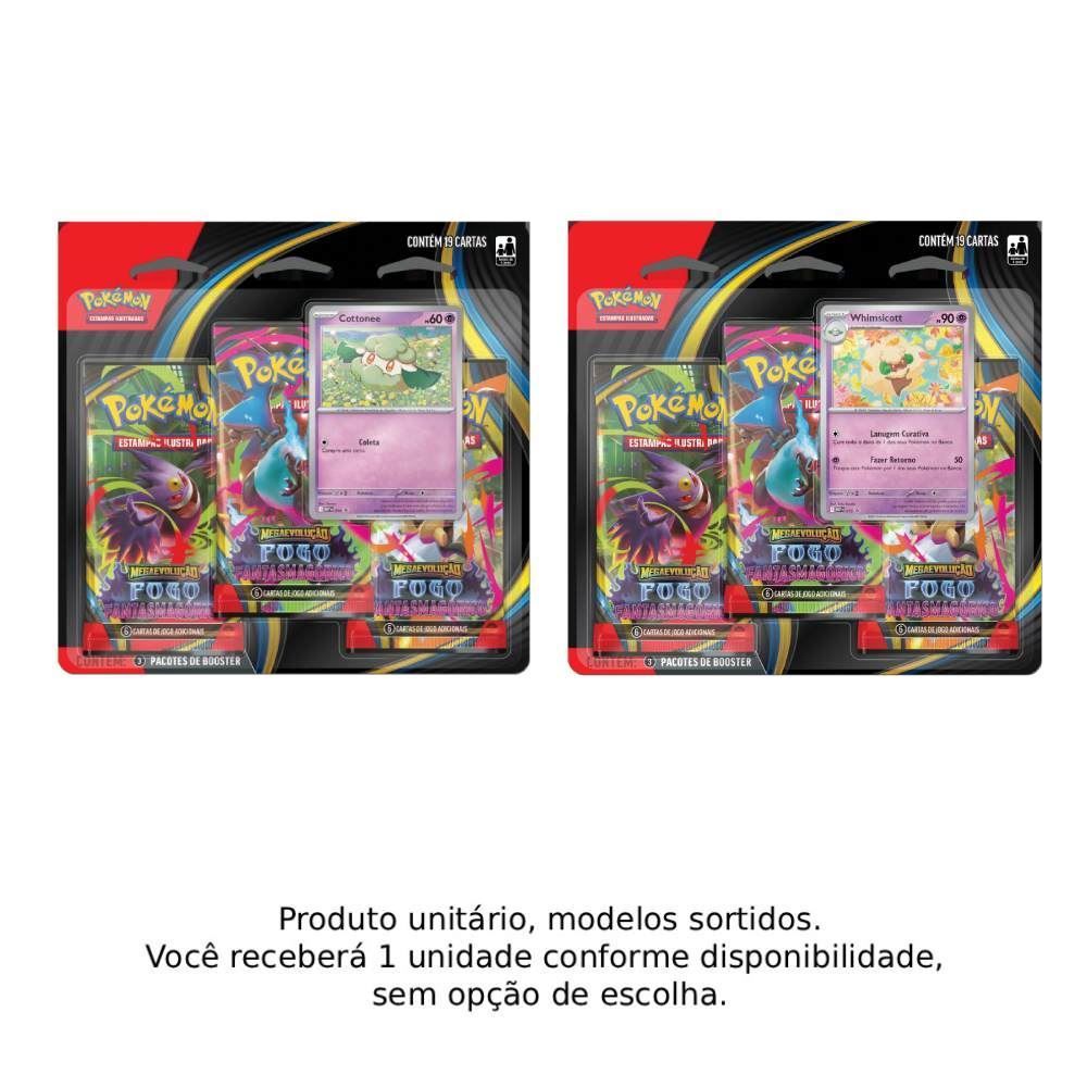 Pokémon Blister Triplo Mega Evolução Fogo Fantasmagórico Copag - Sortido