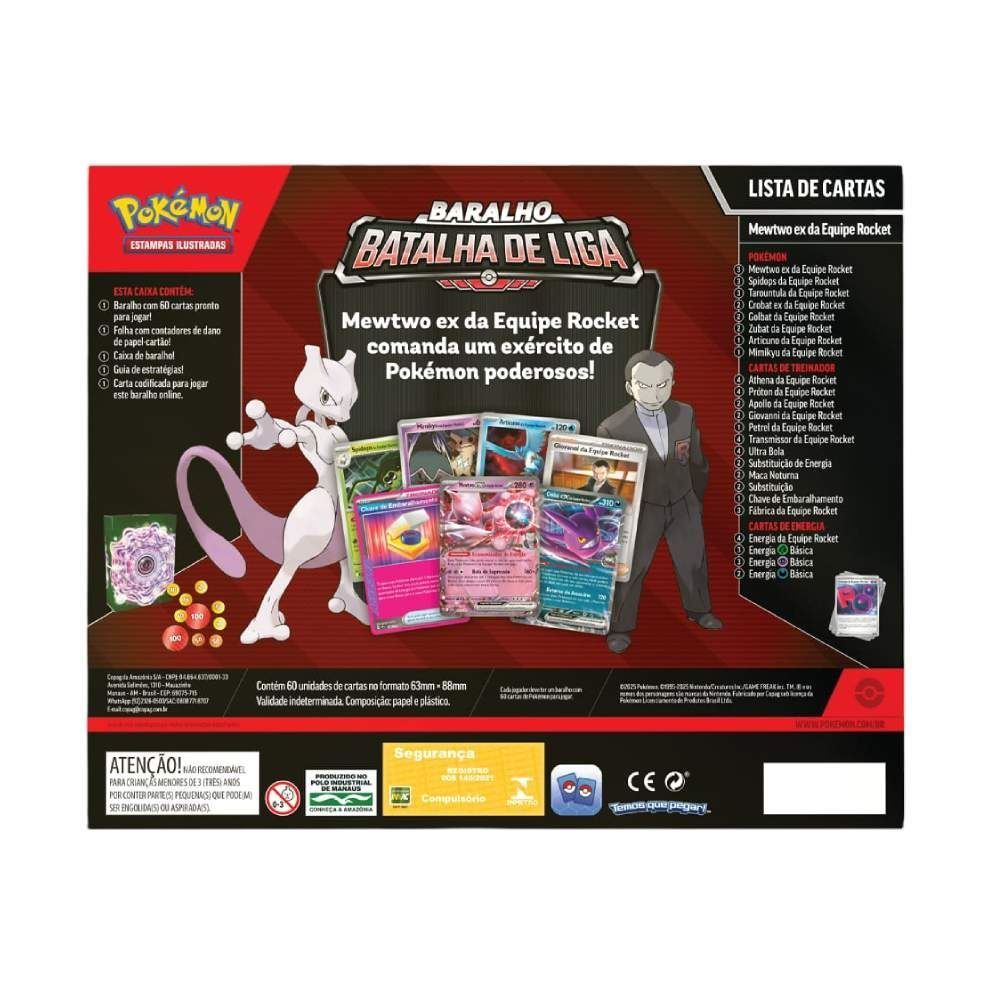 Deck Batalha de Liga Pokémon Mewtwo Ex da Equipe Rocket Copag