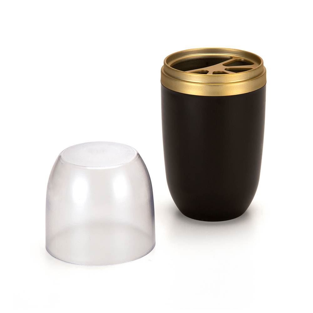 Porta Escova Dental Com Tampa Arthi 20,8Cm - Preto/Dourado 