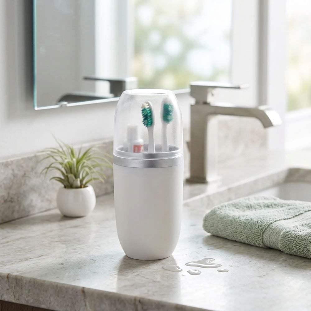 Porta Escova Dental com Tampa Arthi 500Ml - Branco