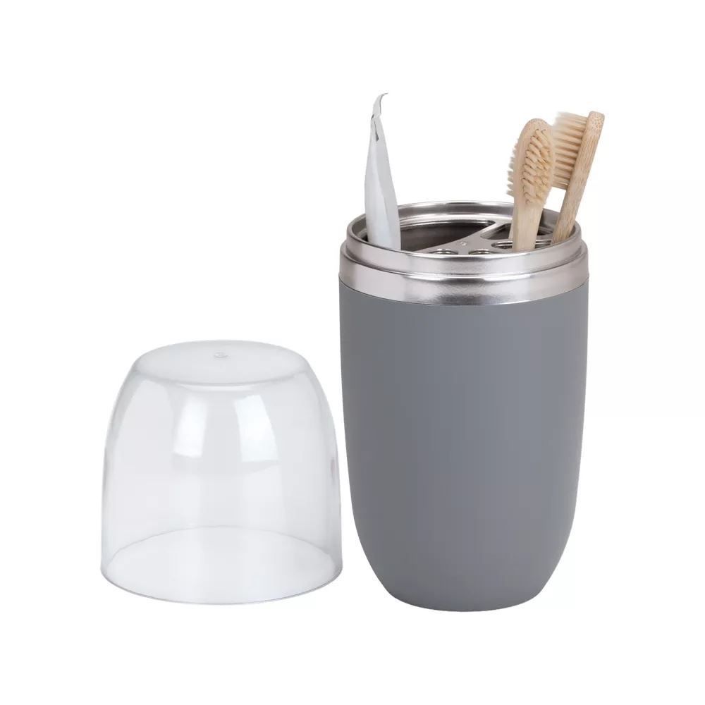 Porta Escova Dental com Tampa Arthi 500Ml - Cinza