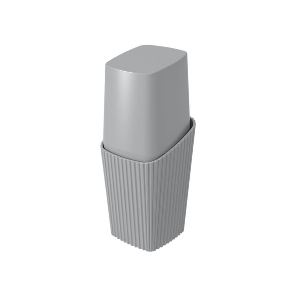 Porta Escova Dental Com Tampa New Square 20,8Cm - Cinza