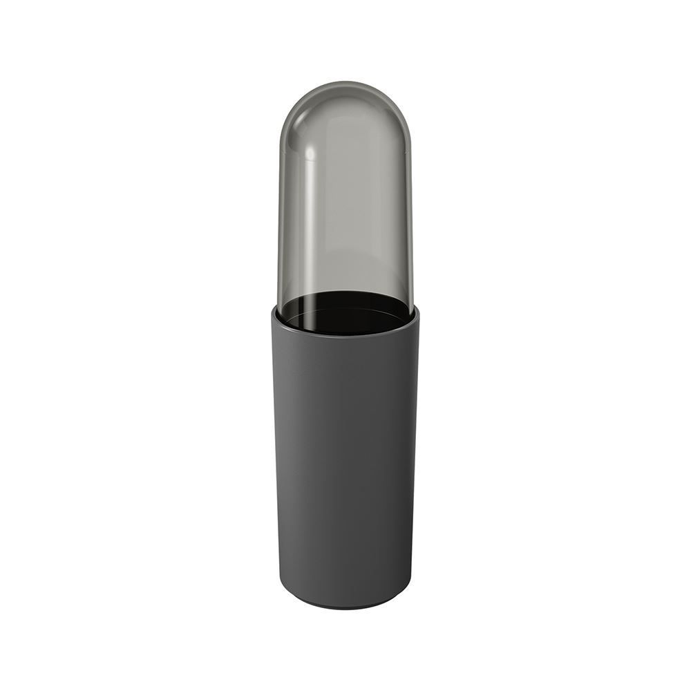 Porta Escova Dental Com Tampa Serene Coza 21Cm - Cinza Escuro