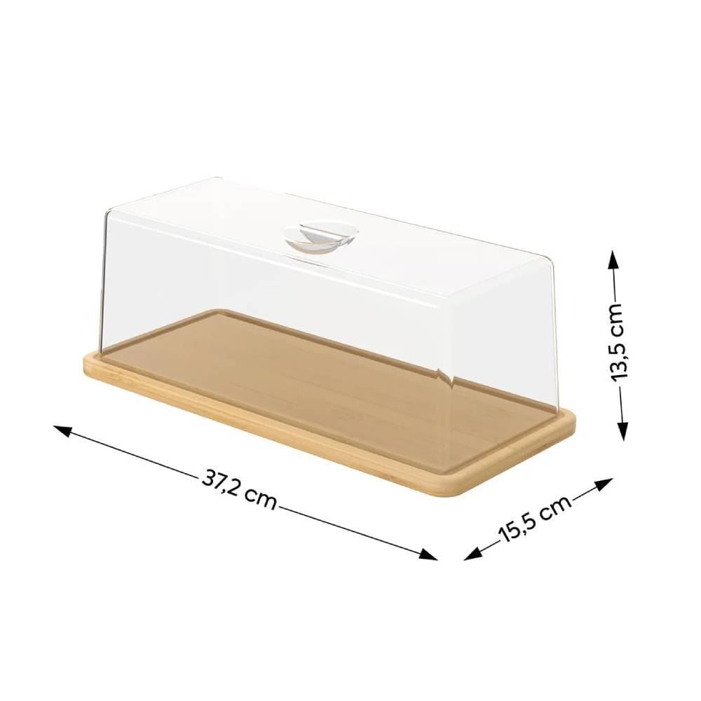 Porta Pão com Cúpula em Bambu Brisa 37Cm Coza