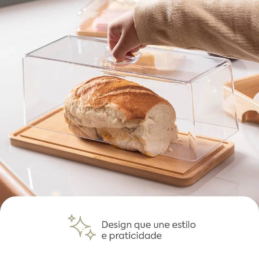Porta Pão com Cúpula em Bambu Brisa 37Cm Coza