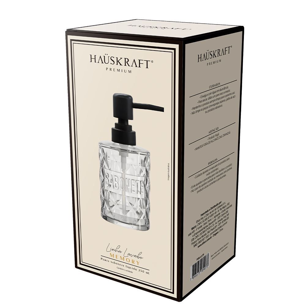 Porta Sabonete Líquido Memory 250Ml Hauskraft - TRANSPARENTE