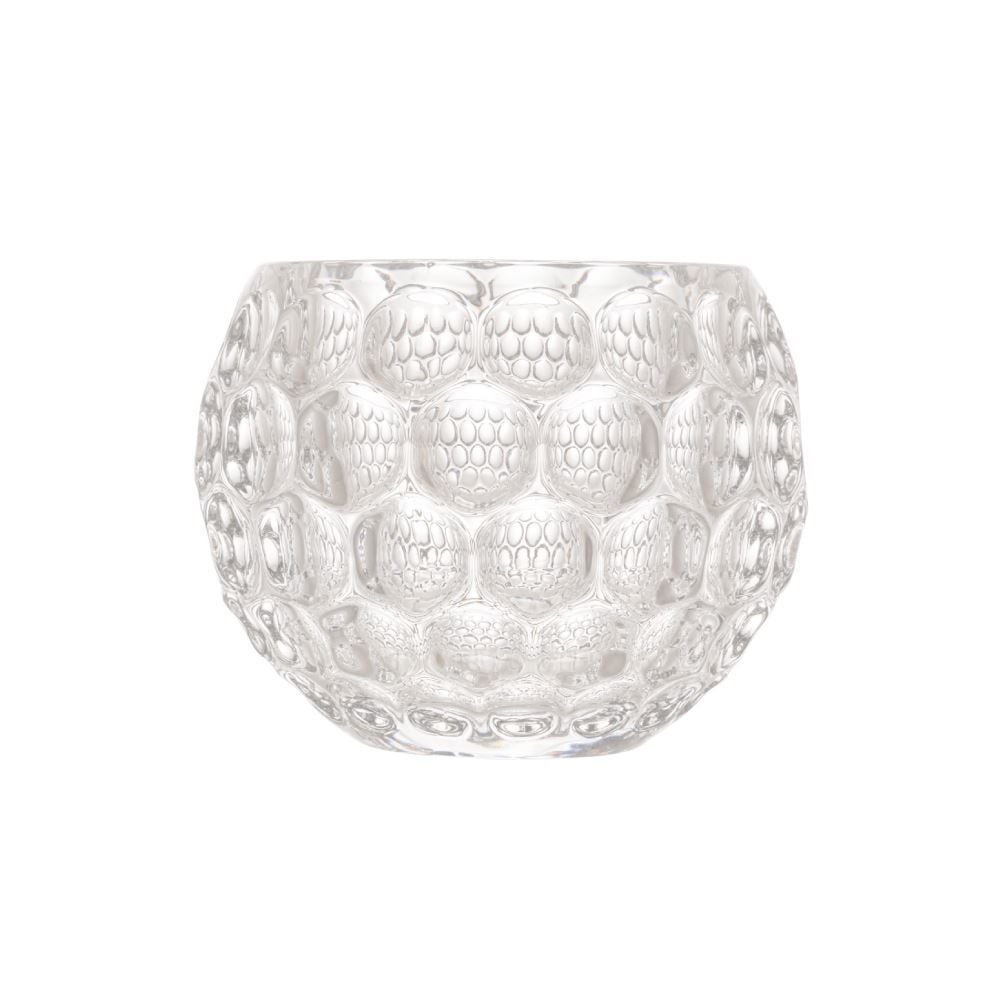 Porta Velas De Cristal Bolhas Lyor 7,5 Cm - Transparente