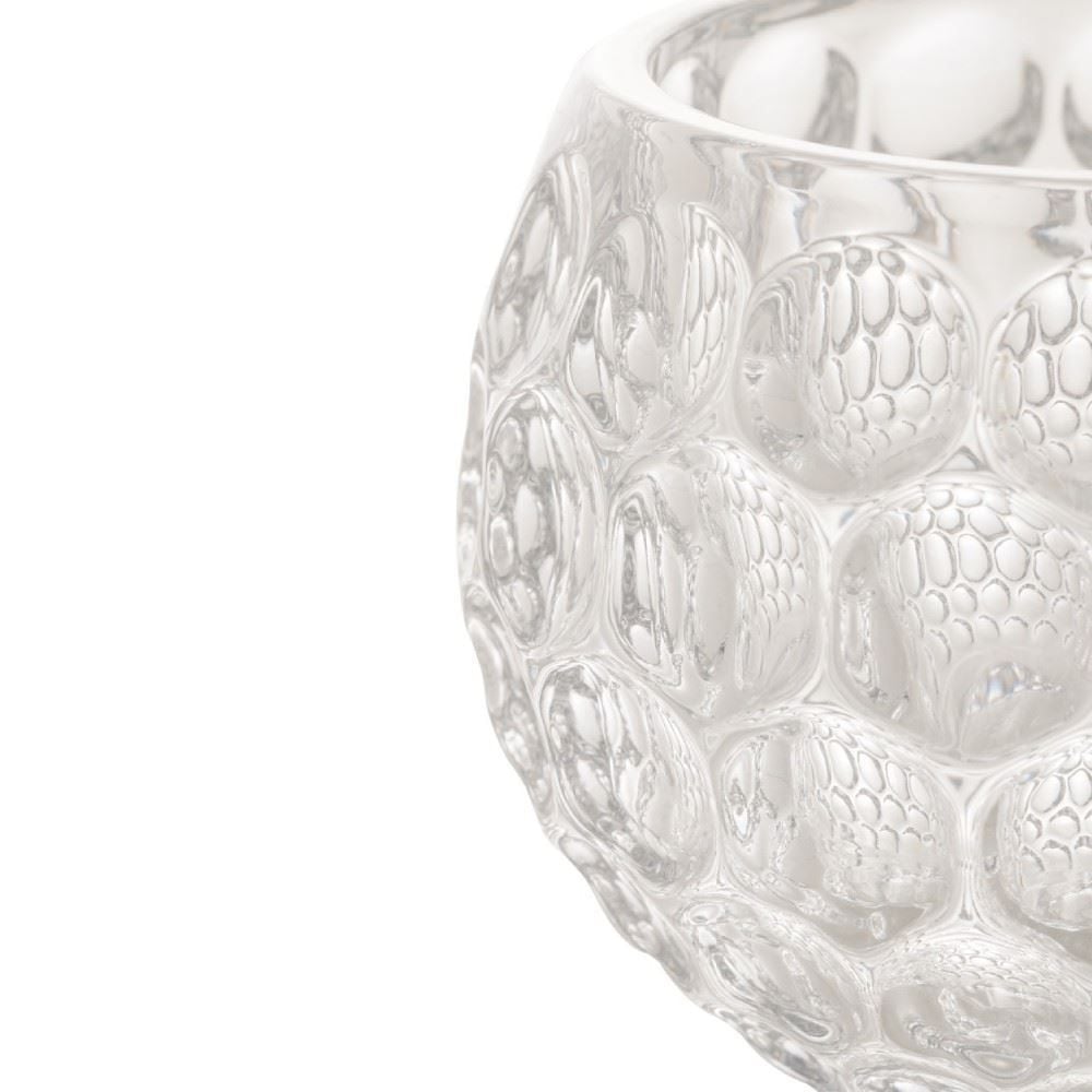 Porta Velas De Cristal Bolhas Lyor 7,5 Cm - Transparente