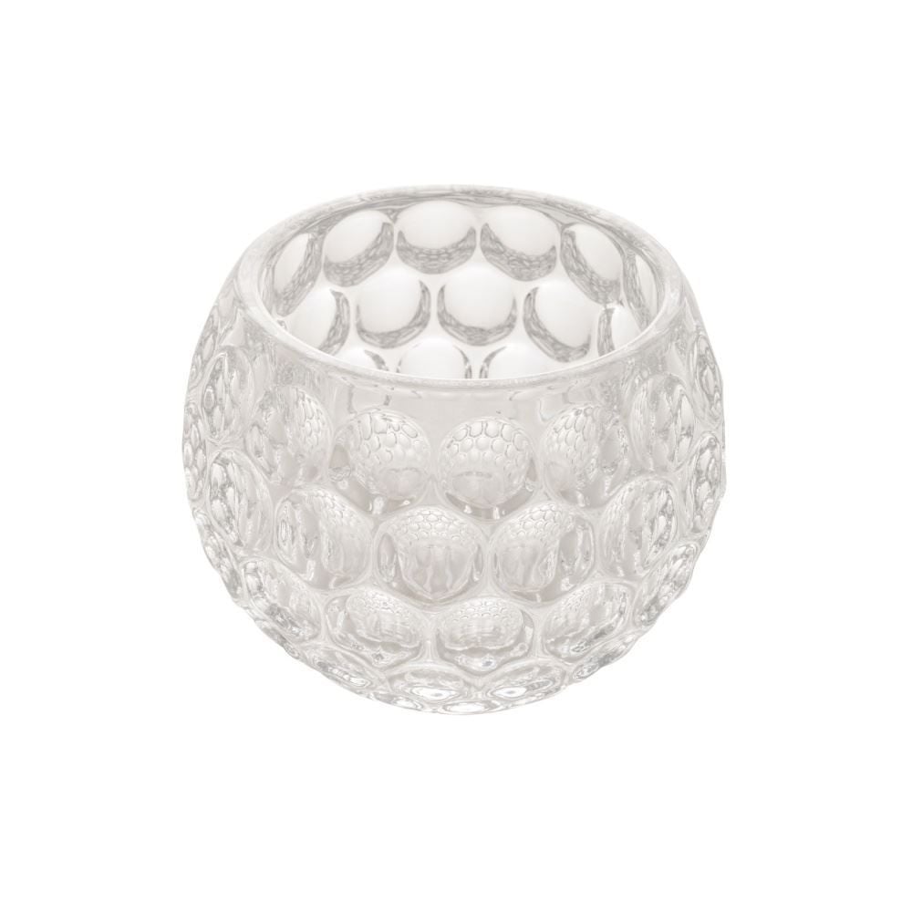 Porta Velas De Cristal Bolhas Lyor 9Cm - Transparente