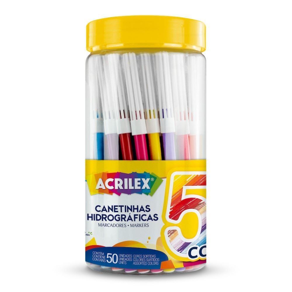 Pote Canetinhas Hidrográficas Acrilex - 50 Unidades