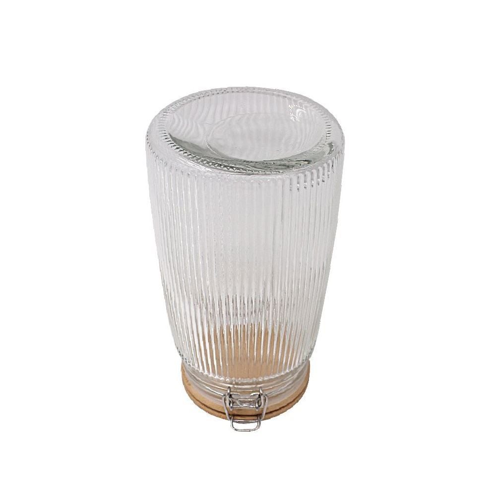 Pote De Vidro Canelado Com Tampa De Bambu Havan Casa - 1,8 Litros