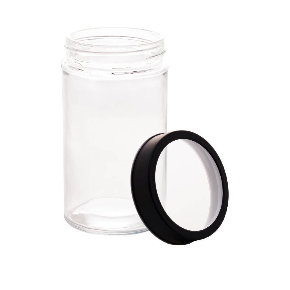 Pote De Vidro Com Tampa Acrílico Lyor 500Ml - Preto
