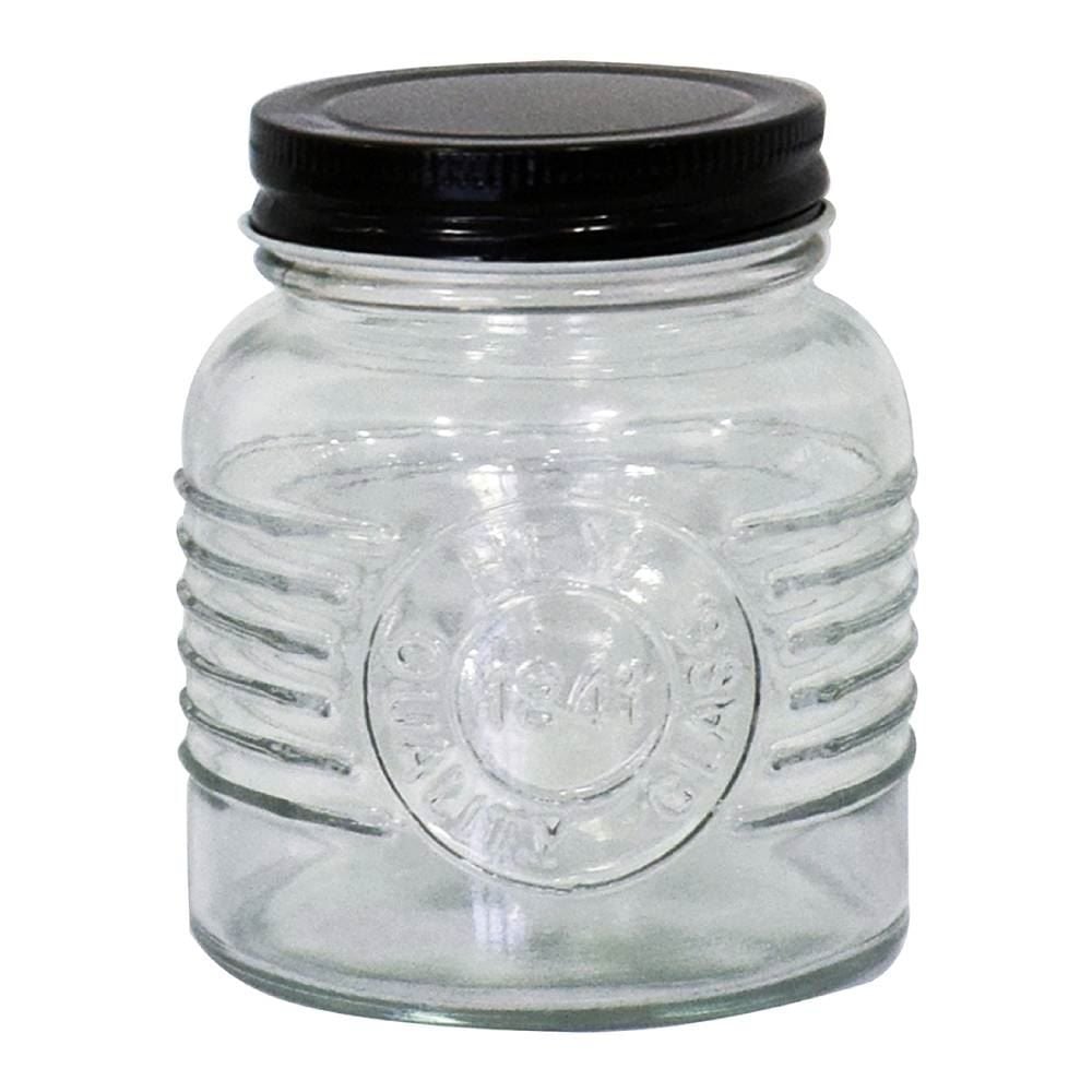 Pote De Vidro Com Tampa De Metal 420 Ml Dynasty - Preto