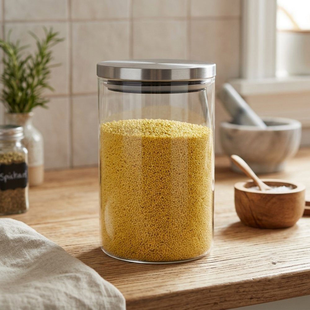 Pote de Vidro com Tampa Inox 1 Litro Inga Import - Transparente