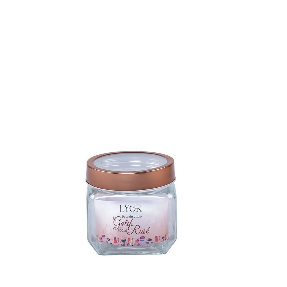Pote De Vidro Com Tampa Lyor 800Ml - Gold Rosé