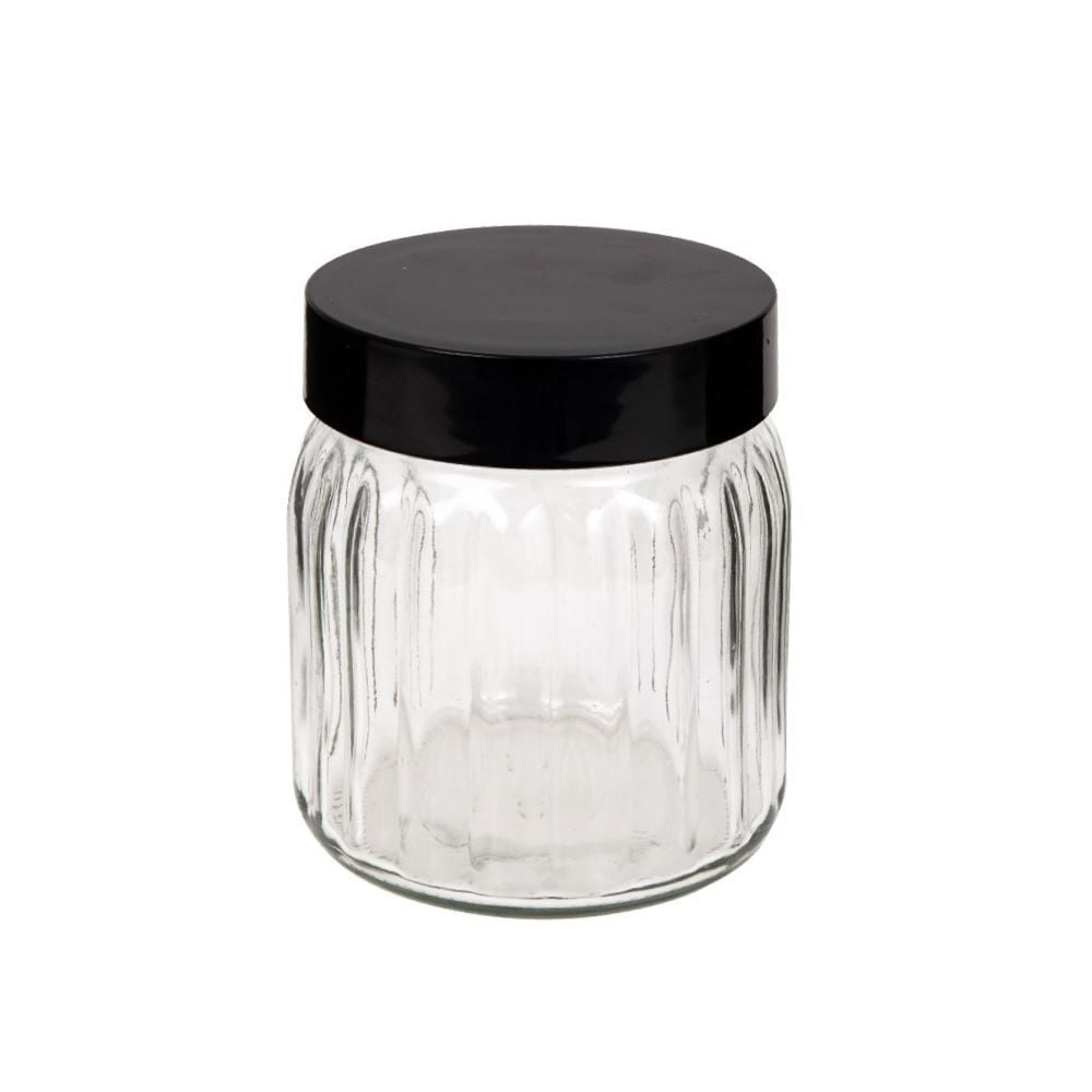 Pote De Vidro Com Tampa Preta Havan Casa 1 Litro - Transparente
