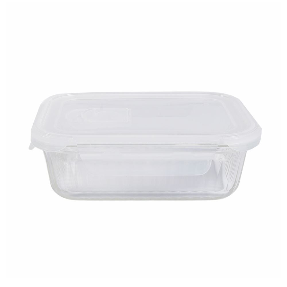 Pote de Vidro Hermético Retangular Canelado Havan Casa 370Ml - Transparente