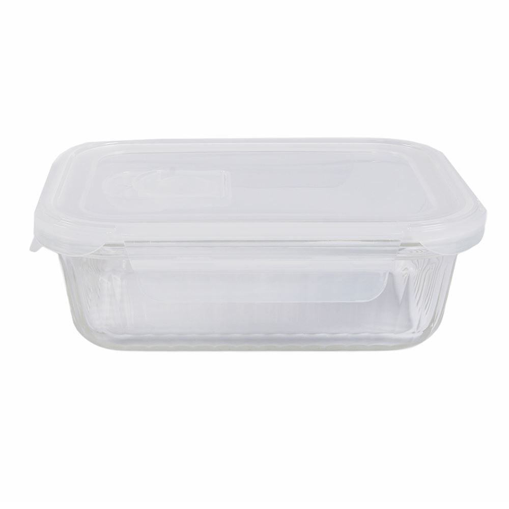 Pote de Vidro Hermético Retangular Canelado Havan Casa 640Ml - Transparente